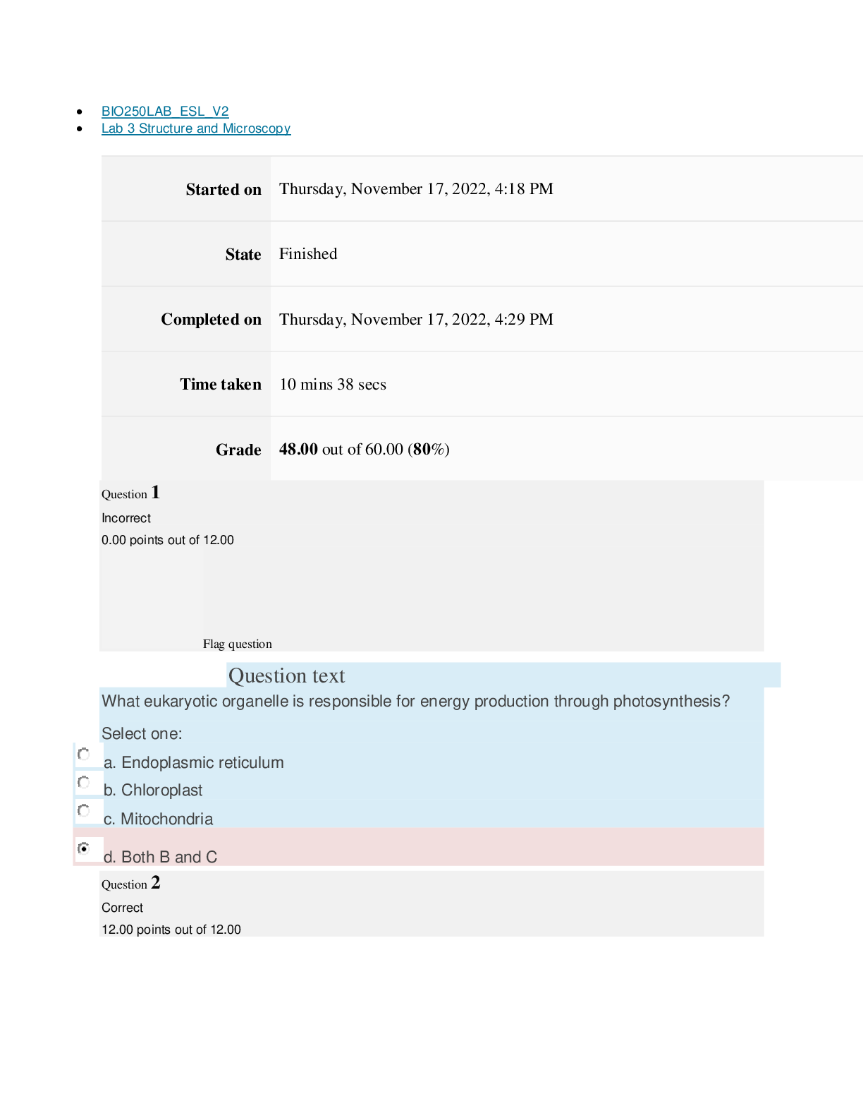 Preview image for BIO250 Lab 3 Structure and Microscopy LAB QUIZ[ALREADY PASSED]